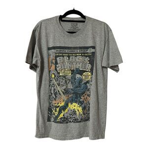 Marvel Mens Size L Gray Graphic Black Panther Comic Book T-Shirt